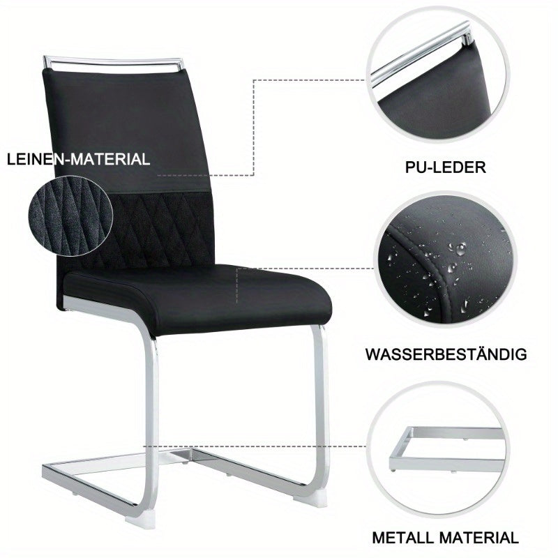 Eetkamerstoelen – Stoelen – Zitmeubilair – Side Chairs – Dining Chairs – Hoog Rugleuning – Metaal Frame – Rood & Zwart – Ergonomisch Padded Design