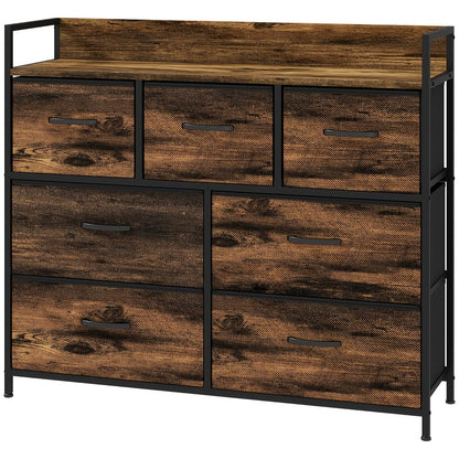 Ladekast – Ladenkast – Kommode – Opbergkast – Dressoir – Industrieel Design – 7 Lades – Anti-Kantel Beveiliging – MDF Frame – Stoflades – 68,5 cm Hoog – Ruime Opbergruimte – Vrijstaand – Eenvoudige Montage