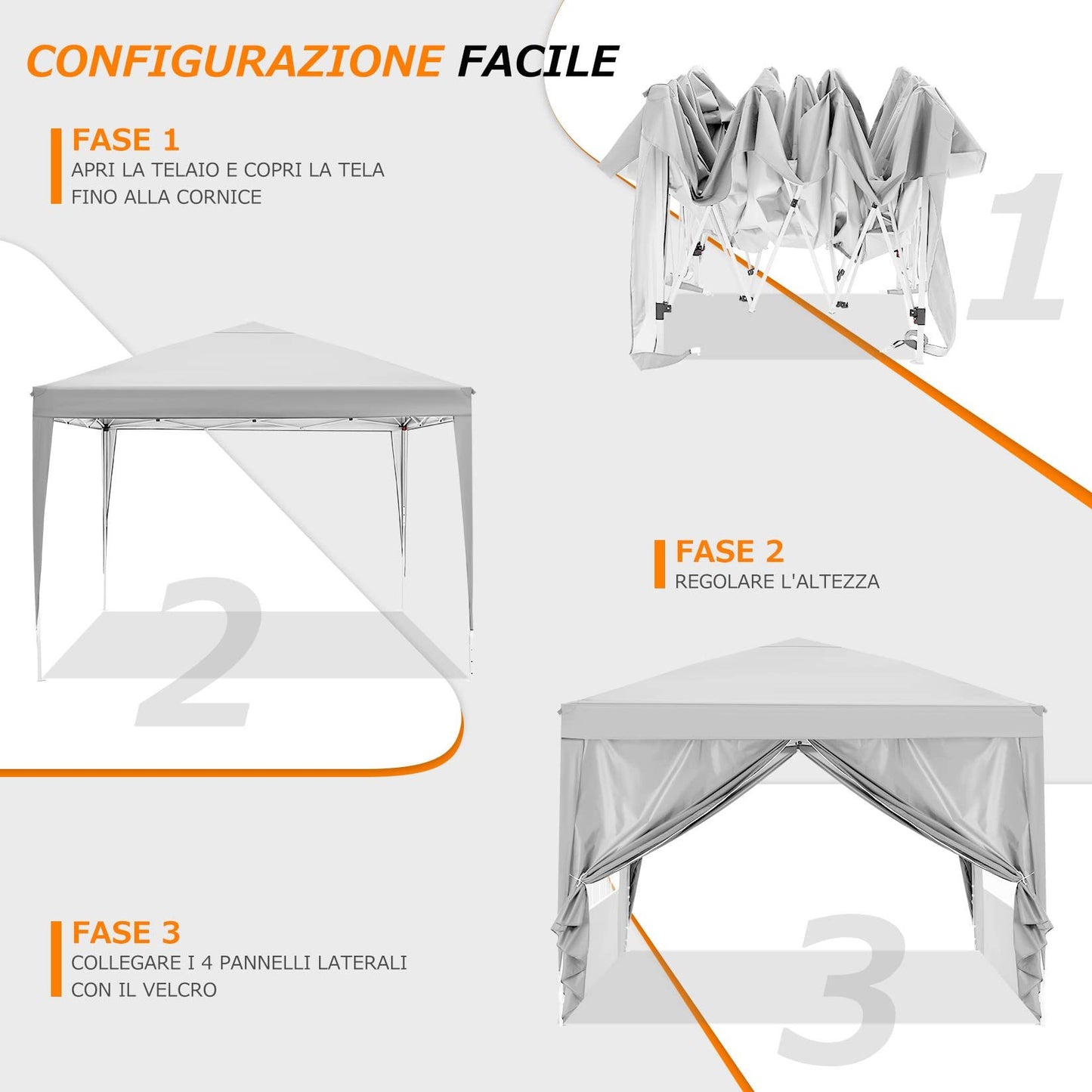 Paviljoen – Partytent – Pergola – Tuintent – Prieel – Waterdicht – 3x3 meter – UV50+ Bescherming – Verstelbare Hoogte
