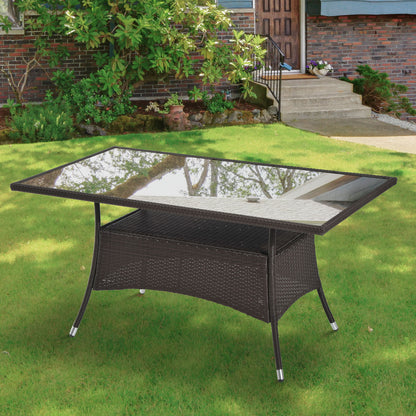 Tuinset – Tuinmeubel – Diningset – Buitenmeubel – Tuintafel – Poly rattan – Veiligheidsglas – 150x85x75 cm – Weerbestendig – Stevig metalen frame