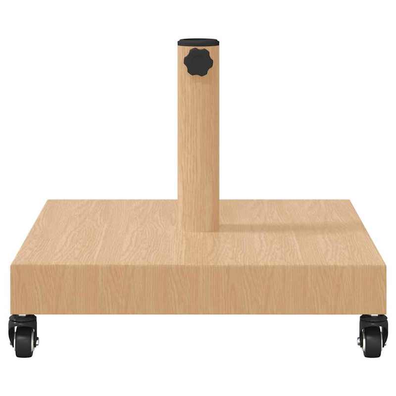 Parasolvastzetter – Parasolvoet – Parasolhouder – Parasolstandaard – Parasolpen – Licht Houtdesign – 45x45x31,5 cm – Weerbestendig & Met Remmen - Bruin