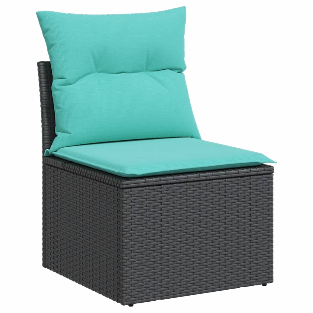 Tuinbank – Buitenbank – Zitbank – Tuinmeubel – Loungebank – Weerbestendig Polyrattan – Inclusief Tafel Met Acaciahouten Blad