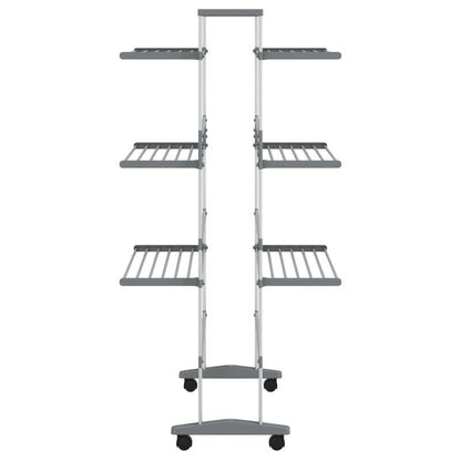 Wasrek – Droogrek – Wasknijpers – Droogtoren – Wastoren – Aluminium – Inklapbaar Met Wieltjes – 89x64x129 cm