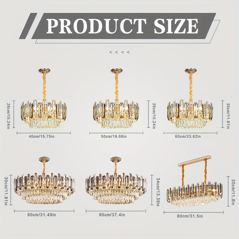 Kristallen Hanglamp – Kristallen Kroonluchter – Design Plafondlamp – Sfeerverlichting – Moderne LED Lamp – Verstelbare Ketting – Gouden Glasmateriaal