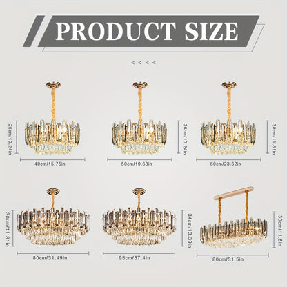 Kristallen Hanglamp – Kristallen Kroonluchter – Design Plafondlamp – Sfeerverlichting – Moderne LED Lamp – Verstelbare Ketting – Gouden Glasmateriaal