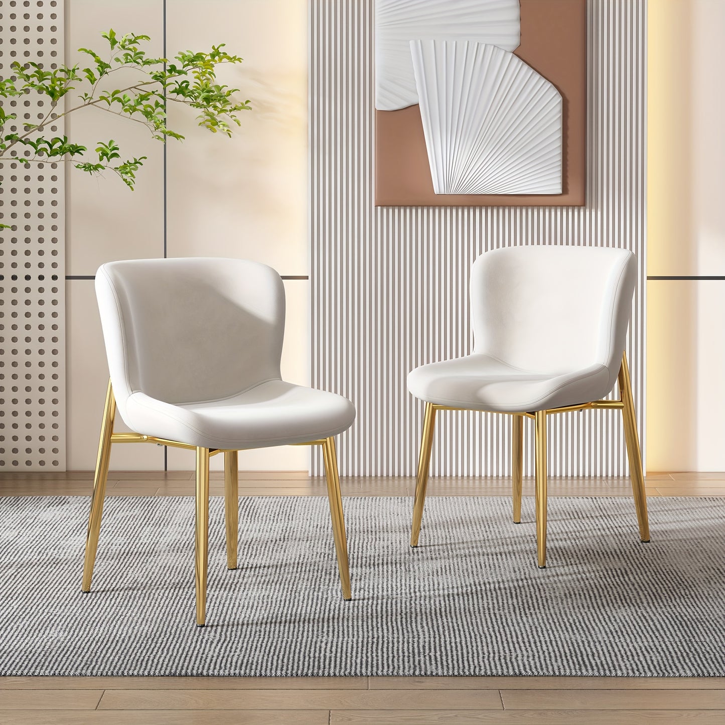 Eetkamerstoel – Stoel – Kuipstoel – Draaistoel – Eetkamerstoelen – Set van 4 – Beige Kussens – Stevig Metalen Frame – Ergonomisch Design