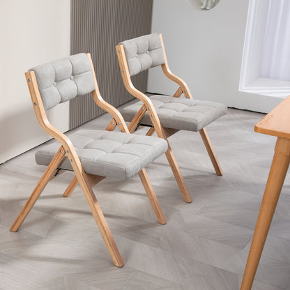 Klapstoel – Vouwstoel – Eettafelstoel – Opvouwbare Stoel – Houten Stoel – Stevig Hardhout – Comfortabel Met Grijs Kussen