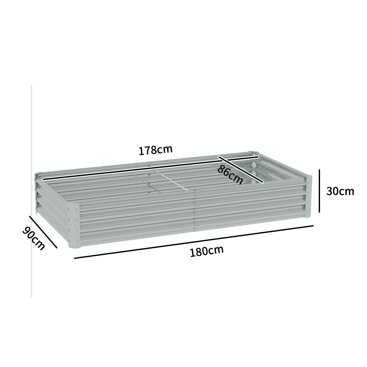 Verhoogd Tuinbed – Moestuinbak – Groentebak – Plantenbak – Kruidenbak – Gegalvaniseerd Staal – Weerbestendig Met Anti-Snijrand – 180x90x30 cm