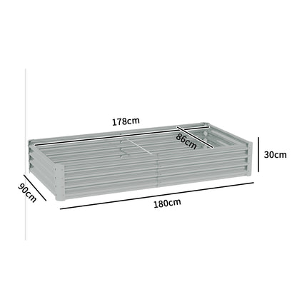 Verhoogd Tuinbed – Moestuinbak – Groentebak – Plantenbak – Kruidenbak – Gegalvaniseerd Staal – Weerbestendig Met Anti-Snijrand – 180x90x30 cm