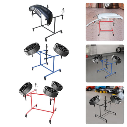 Roterend Wielverfspiraal – Verfspiraal – Wieldraaibaar – Verfstandaard – Autospuiterij Rek – Robuust Gegalvaniseerd Staal – Vergrendelbare Wielen – 80 cm Hoogte – 99,79 kg Draagvermogen – Rood