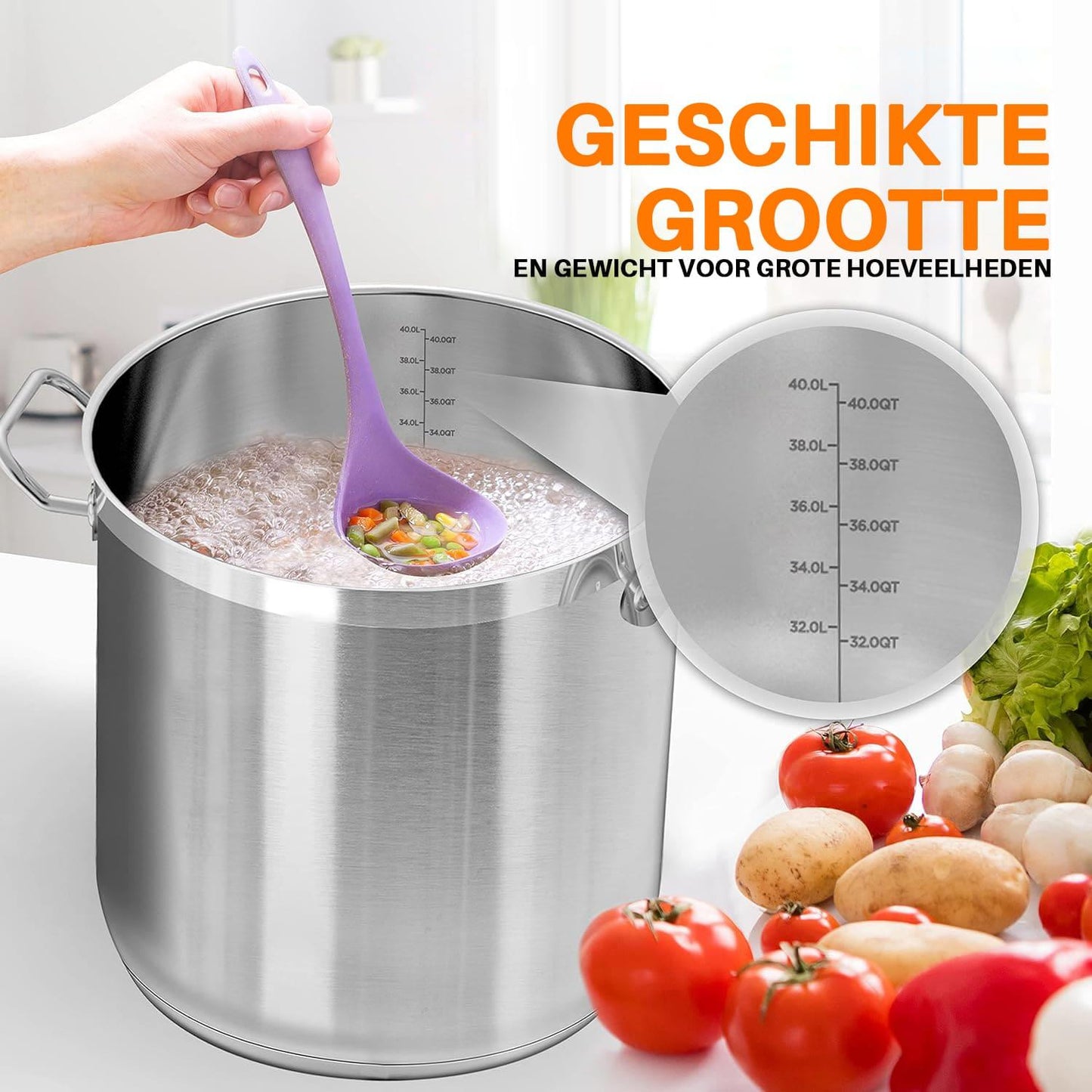 Soepketel – Soeppan – Kookpan – Stoofpan – Braadpan – 40 Liter – RVS – Geschikt voor Inductie