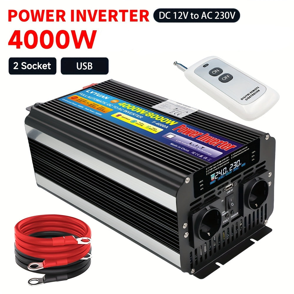 12V Omvormer – Stroomomzetter – Converter – Spanningsomvormer – Inverter – Krachtige 4000W Vermogen – Ingebouwde Beveiliging