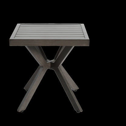 Bijzettafel – Sidetable – Salontafel – Banktafel – Nachtkastje – Weerbestendig Aluminium – Donkergrijs – Vierkant – Modern X-poot – Voor Binnen en Buiten