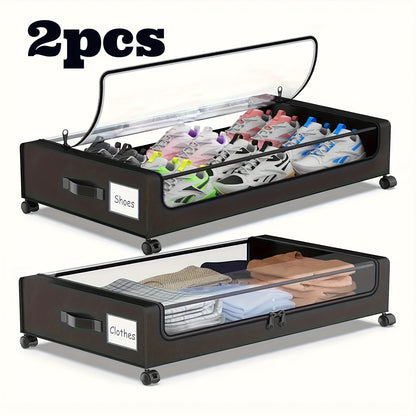 Opbergbox – Opbergdoos – Opbergbak – Opslagbox – Organizer – Voor Onder Bed – Stevige Metalen Constructie – Flip-Top Deksel Met Kijkvenster