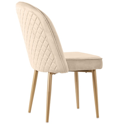 Eetkamerstoelen – Stoelen – Dining Chairs – Zitmeubels – Velvet Stoelen – Set van 2 – Beige Fluweel – Gouden Metalen Poten