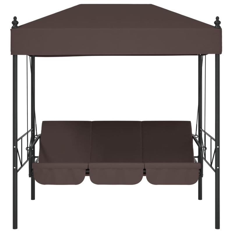 Hollywood Schommelstoel – Schommelstoel Met Kap – Loungestoel Buiten – Hangstoel Tuin – Patio Stoel Bruin – Stevig Stalen Frame – Weerbestendig Met Kussen