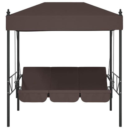 Hollywood Schommelstoel – Schommelstoel Met Kap – Loungestoel Buiten – Hangstoel Tuin – Patio Stoel Bruin – Stevig Stalen Frame – Weerbestendig Met Kussen