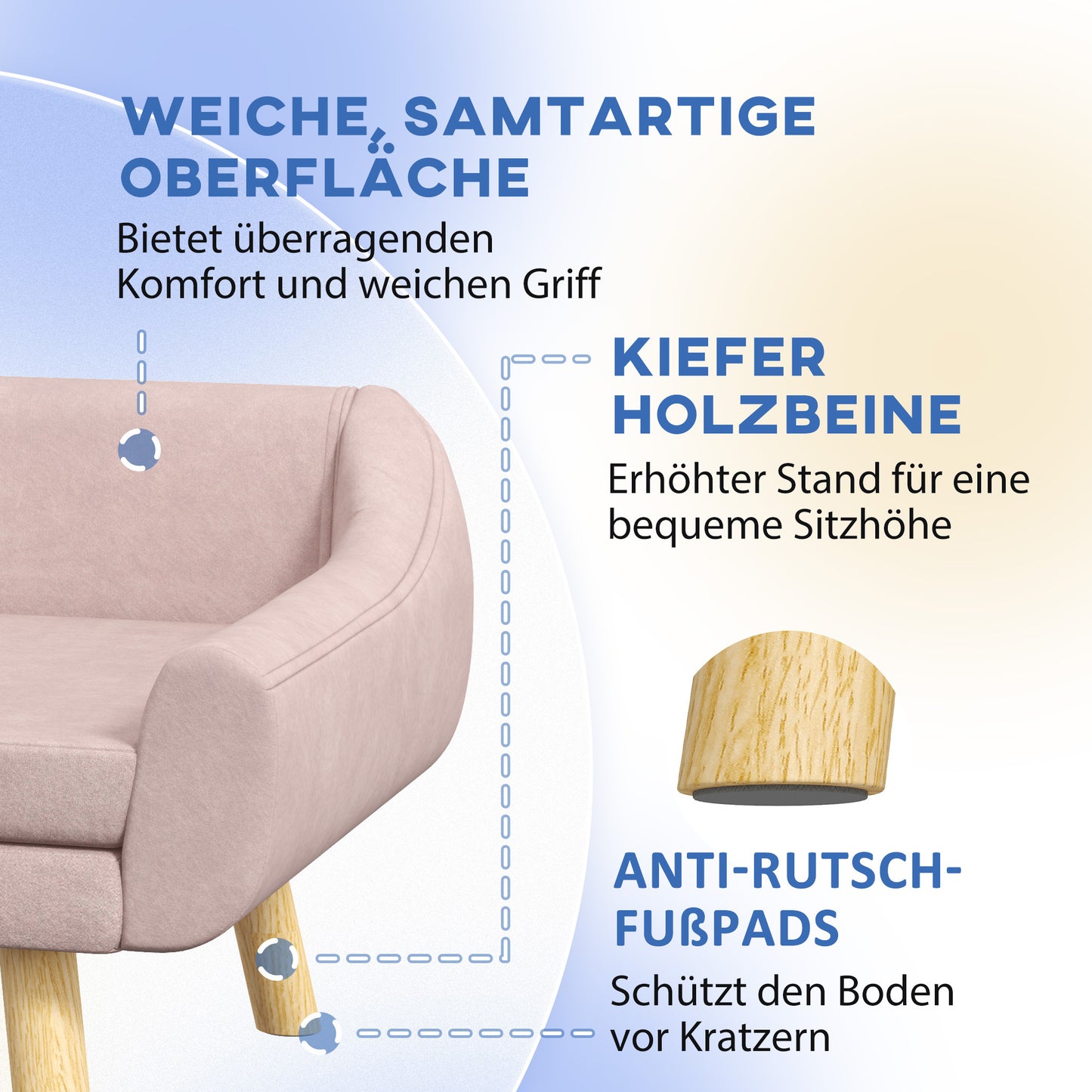 Hondenmand – Hondenbank – Hondenbed – Dierenmand – Huisdierbed – Scandinavisch Design – Afneembaar Kussen – Fluwelen Materiaal – 102x58,5x42,5 cm – Roze