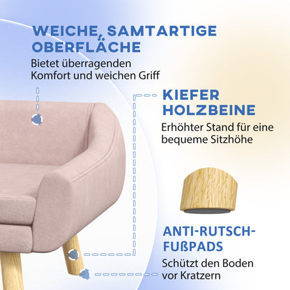Hondenmand – Hondenbank – Hondenbed – Dierenmand – Huisdierbed – Scandinavisch Design – Afneembaar Kussen – Fluwelen Materiaal – 102x58,5x42,5 cm – Roze