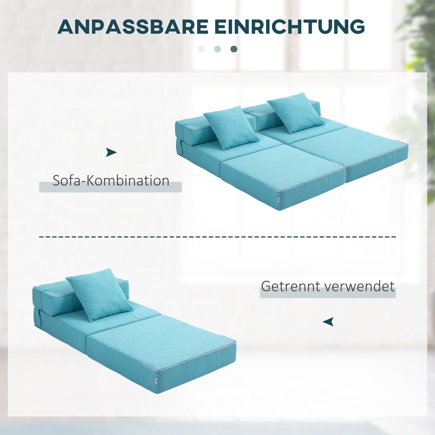 Slaapstoel – Relaxstoel – Logeerstoel – Guestbed – Opklapbed – Lichtblauw – Afneembare Wasbare Hoes – Compact Formaat 70x70x61 cm