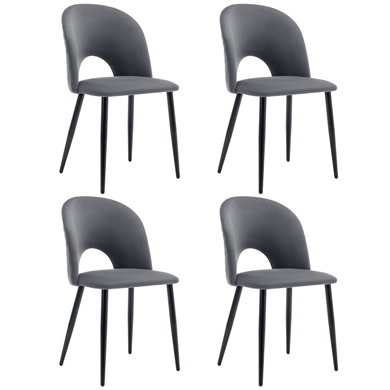Eetkamerstoel – Stoel – Designstoel – Beklede Stoel – Fluwelen Stoel – Grijs + Fluweel – Verstelbare Poten – Robuust Metalen Frame