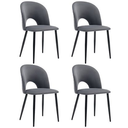 Eetkamerstoel – Stoel – Designstoel – Beklede Stoel – Fluwelen Stoel – Grijs + Fluweel – Verstelbare Poten – Robuust Metalen Frame
