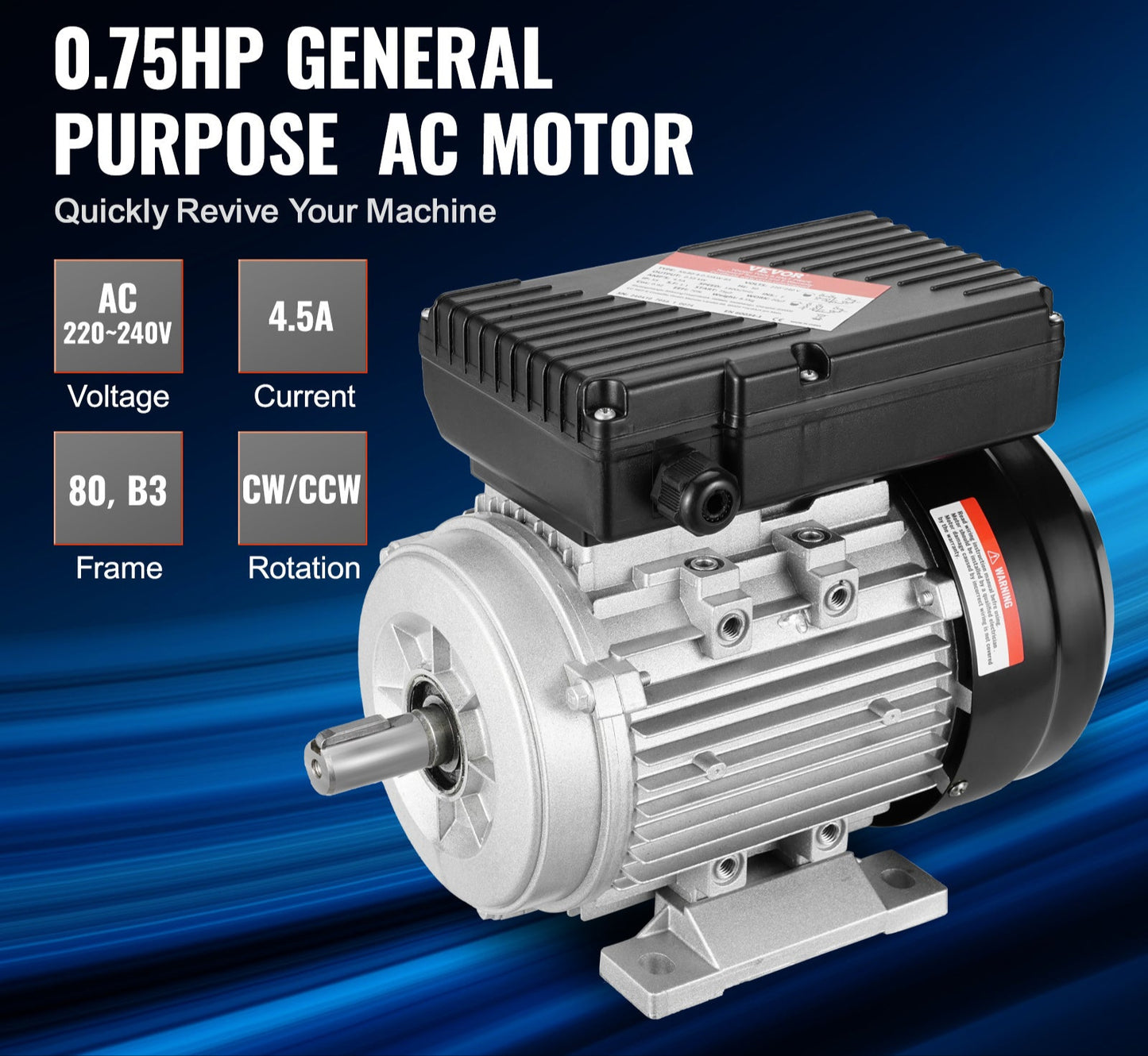 Elektrische Motor – Industriële Motor – Universele Motor – Waterpomp Motor – Machine Motor – 0,55 kW Vermogen – Roestvrijstalen Behuizing