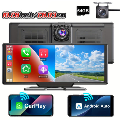 10,26-inch Touchscreen Autostereo – Carplayer – Multimedia Systeem – Navigatiesysteem – Android Auto Headunit – Draadloze CarPlay – 4K Dashcam – 1080P Achteruitrijcamera