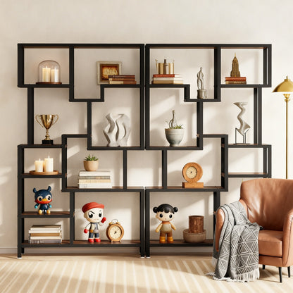 7-Laagse Boekenkast – Boekplank – Opbergkast – Vitrine – Rek – Industrieel Design – Stevig Metalen Frame – 180 cm Hoog
