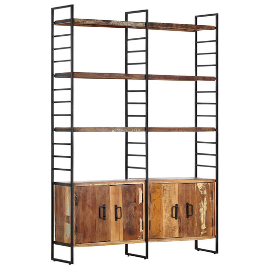 Boekenkast – Boekplank – Opbergkast – Bibliotheekmeubel – Vitrinekast – Massief Gerecycled Acaciahout – Industrieel Gepoedercoat IJzeren Frame