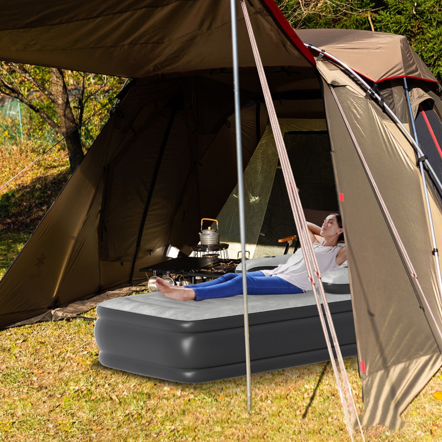 Opblaasbaar Luchtbed – Luchtmatras – Campingmatras – Slaapbed – Opblaasmatras – 190×100×42 cm – Zelfopblazend – Waterdicht PVC