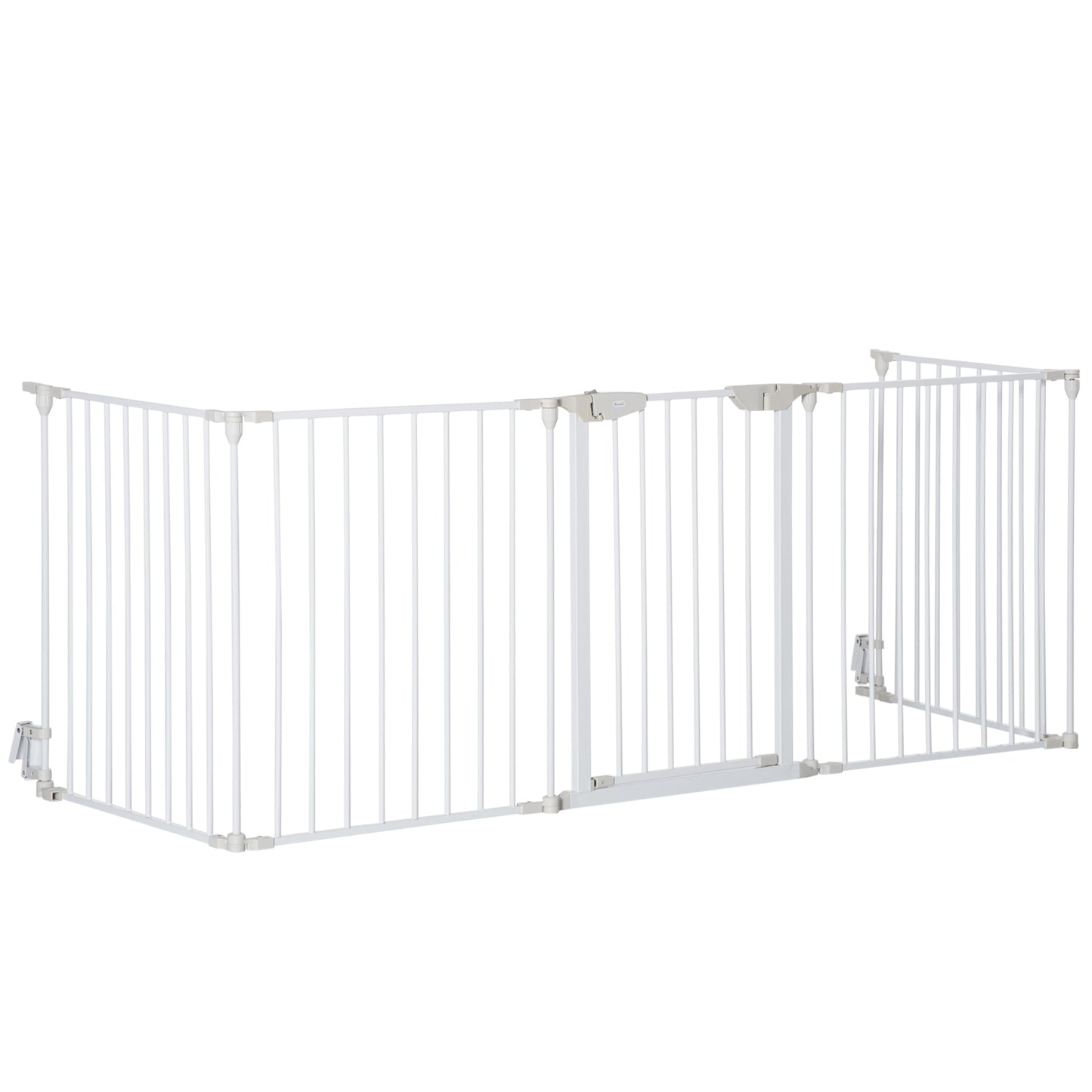 Hondenren – Hondren – Hondenomheining – Hondenbox – Hondenhek – Modulair En Vouwbaar – Met Afsluitbare Deur – 300x74,5 cm – Metaal & PP Wit