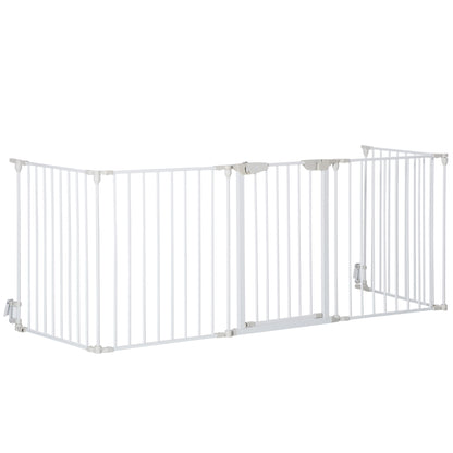 Hondenren – Hondren – Hondenomheining – Hondenbox – Hondenhek – Modulair En Vouwbaar – Met Afsluitbare Deur – 300x74,5 cm – Metaal & PP Wit