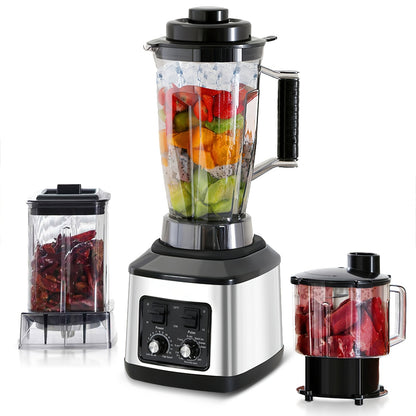 Multifunctionele Keukenmachine – Blender – Food Processor – Sapmaker – IJscrusher – Grote Inhoud 3L+1,5L+0,5L – Krachtige 9500W Motor – Stille Frequentie Technologie