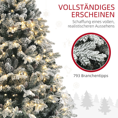 Kunstkerstboom – Nepkerstboom – Kerstboom Met Verlichting – LED Kerstboom – Sneeuwkerstboom – 180 Cm Hoog – Vuurvast Met Metaal
