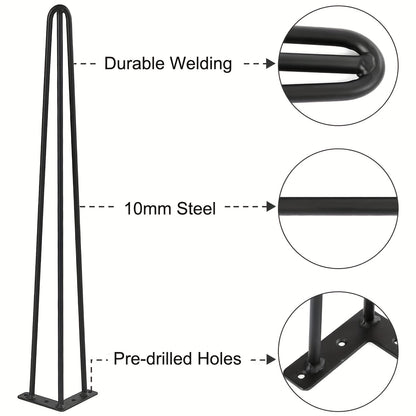 Metalen Tafelpoten – Tafelpoot – Meubelpoten – Bureaupoten – Industriële Poten – Zwart – 71 cm Hoog – Stevig Haarspeldontwerp