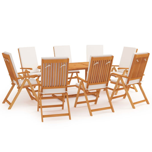 Tuinset – Garden Set – Diningset – Bistroset – Loungeset – Teakhout – Verstelbare Rugleuning – Incl. Kussens – Creme – 4 Personen