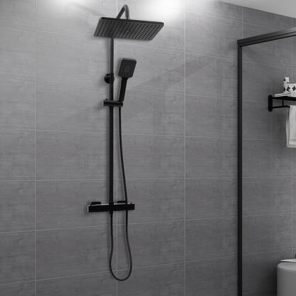 Douchekraan – Douchekop – Doucheset – Mengkraan – Douchekraan Thermostatisch – Mat Zwart – Thermostaatregeling – Verstelbare Hoogte