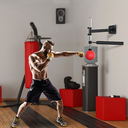 Speedbal – Reflexbal – Bokstrainer – Muurbevestigde Ball – Speedbal Set Rood – Hoogte Verstelbaar – Stevig IJzeren Frame