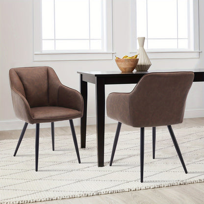 Moderne Eetkamerstoelen – Stoelen Set – Design Stoelen – Comfortabele Stoelen – Eettafel Stoelen – Memory Foam Zitting – Stevig Metaal Frame – Bruin