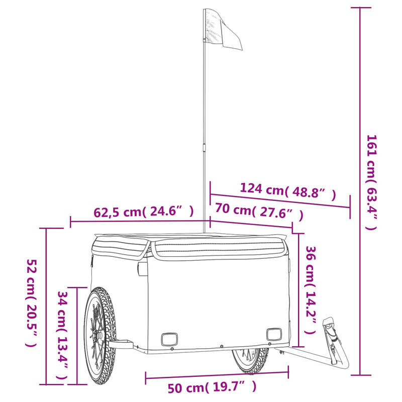 Fietskar – Fietskarren – Hondenfietskar – Fietsaanhanger – Fietsaanhangwagen – Robuust Stalen Frame – Draagvermogen 45 kg
