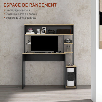 Computertafel – Bureau – Computerbureau – Bureautafel – Werkplek – 114x45x138 cm – Metaal en Spaanplaat – Met Opbergruimte
