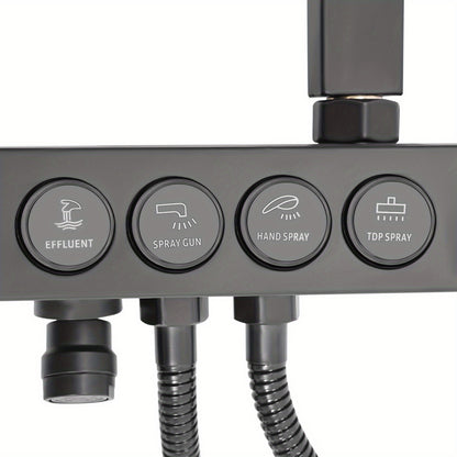 Thermostatisch Douchesysteem – Douche Set – Handdouche – Douchekop – Douchekraan – Zwart Design – Thermostatische Mengkraan – Verstelbare Hoogte 85-120 cm