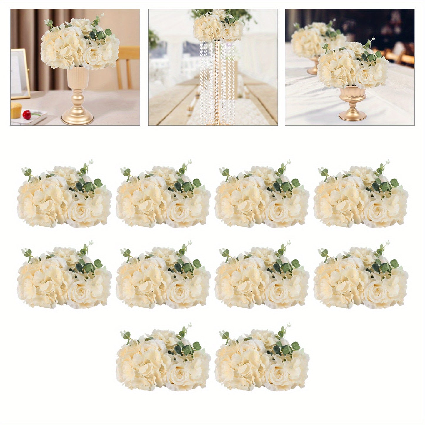 Champagne Kunstrozen – Kunstbloemen – Neprozen – Bloemstukken – Bloemdecoratie – 10 Stuks – 40x40x20 cm – Onderhoudsvrij – Herbruikbaar