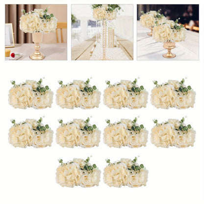 Champagne Kunstrozen – Kunstbloemen – Neprozen – Bloemstukken – Bloemdecoratie – 10 Stuks – 40x40x20 cm – Onderhoudsvrij – Herbruikbaar