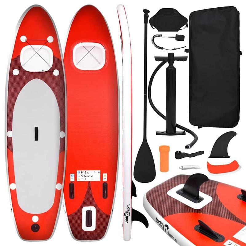 Opblaasbare Paddleboard – SUP Board – Stand Up Paddle – Watersport Board – PVC Constructie – 300 x 76 x 10 cm – Inclusief Pomp En Zitje - QUORE