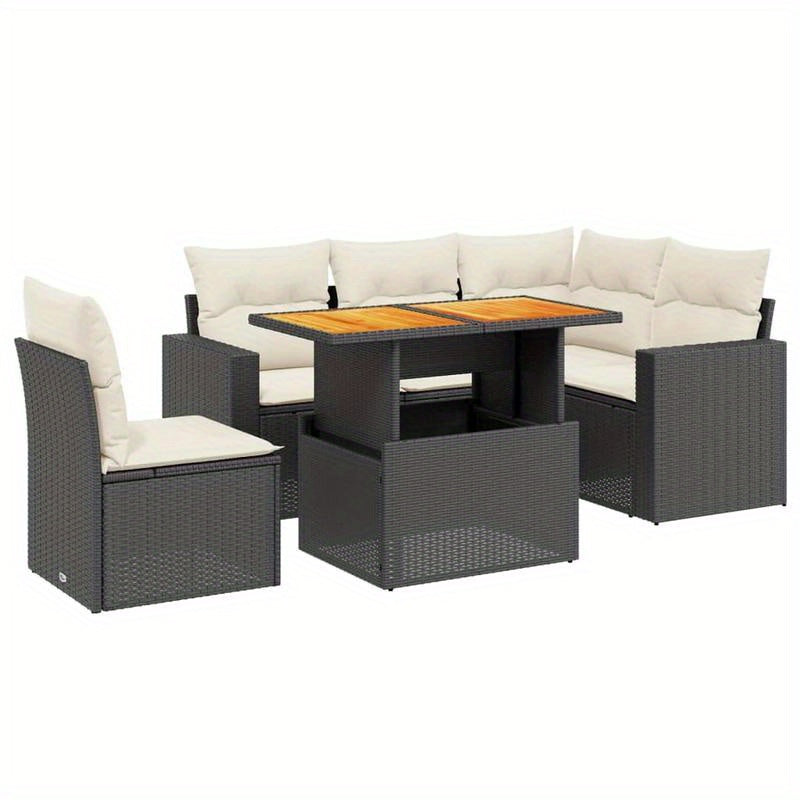 Tuinbank Set – Tuinmeubel Set – Loungeset – Rattan Bank – Buitenbank – Zwart Poly Rattan – Inclusief Kussens – Weerbestendig & Stevig Stalen Frame