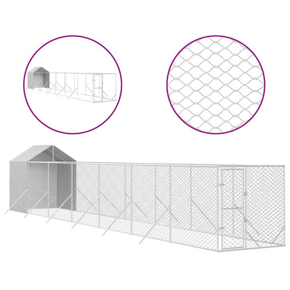 Hondenhok – Buitenkennel – Hondenren – Dierenverblijf – Huisdierenhok – Verzinkt Staal – Water- en UV-bestendig Dak – 2x14x2,5m
