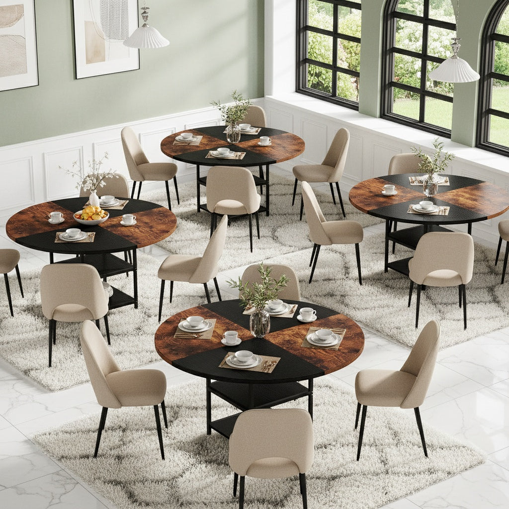 Eettafel – Dinertafel – Keukentafel – Eetkamertafel – Tafel – Extra Lang – Rond/Ovaal Design – Geschikt voor 4-6 Personen – Krasbestendig Engineered Hout – Stevige Metalen Poot
