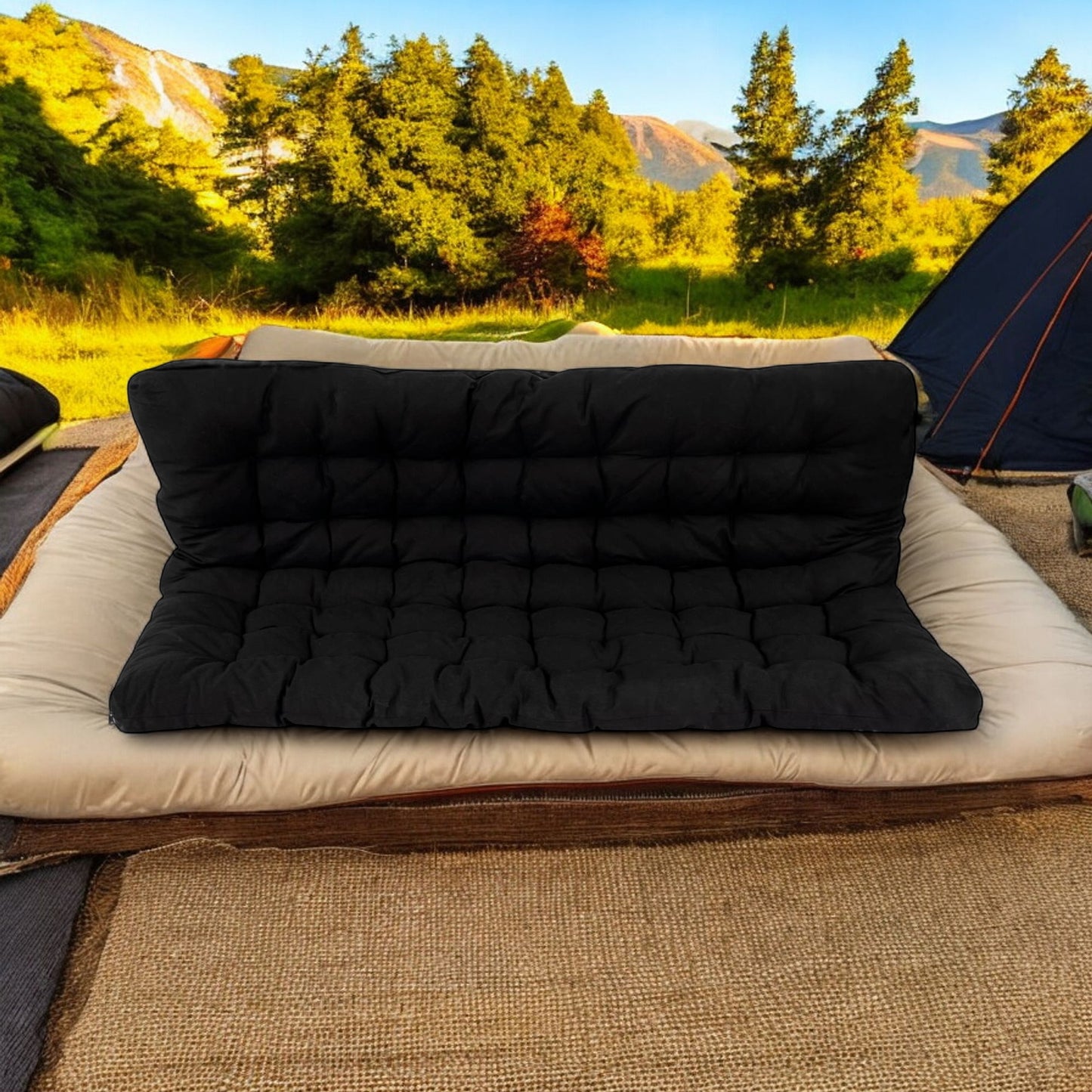 Outdoor Slaapmat – Camping Mat – Slaapmat Voor Twee – Inflatable Mat – Trail Mat – Zwart – 190x135x10 cm – Lichtgewicht Polyester
